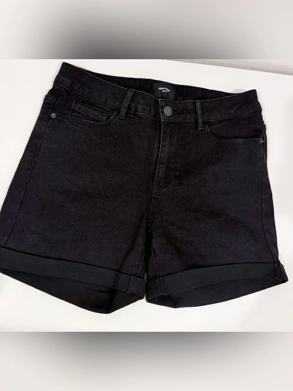 Vero Moda Black Cuffed Denim Shorts